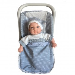 30 CM DOLL IN BLUE BABY BAG...