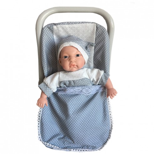 30 CM DOLL IN BLUE BABY BAG WITH 12...