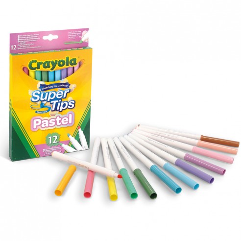 12 PASTEL WASHABLE SUPER TIP MARKERS...