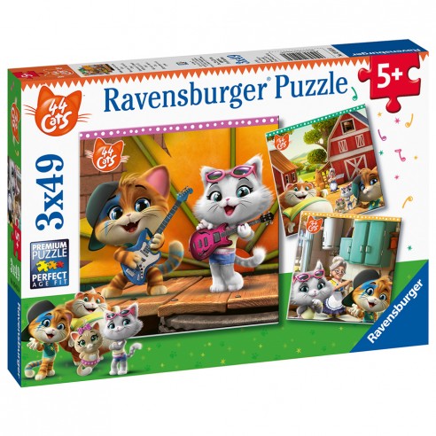 JIGSAW PUZZLES 3X49 PIECES 44 CATS...
