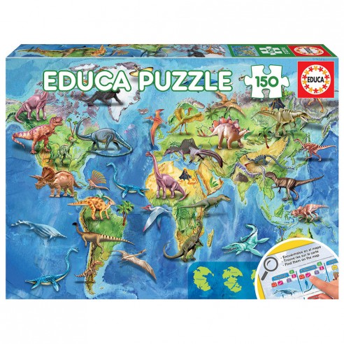 PUZZLE 150 WORLD MAP DINOSAURS...