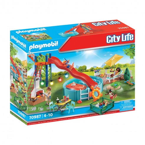 POOL PARTY WITH SLIDE 70987 PLAYMOBIL