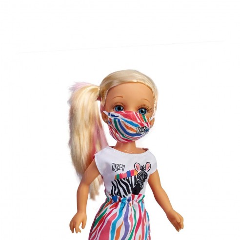 Nancy - Un Dia con mascarilla de Arcoiris, muñeca para niñas a Partir de 3  años con Ropa y complementos a la Moda y mascarilla de Colores Estampado de  Zebra, muñeca Fashion
